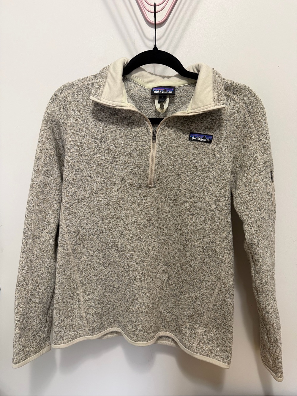 Patagonia Women’s Half-Zip Fleece Sweater - Light Gray/Cream